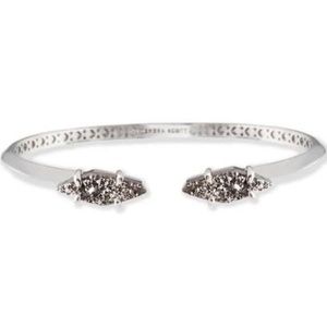 KENDRA SCOTT BIANCA SILVER PLATINUM DRUSY PINCH CUFF BRACELET